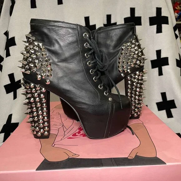 Jeffrey Campbell Lita Spike Boot - Black Size 6.5 - Picture 2 of 8
